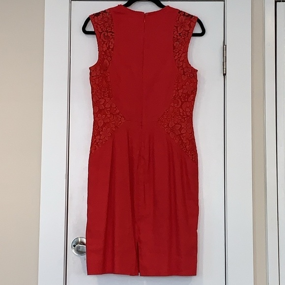 NWOT? Nicole Miller Artelier Lace Trim Sleeveless Linen Dress 6 - Picture 2 of 12
